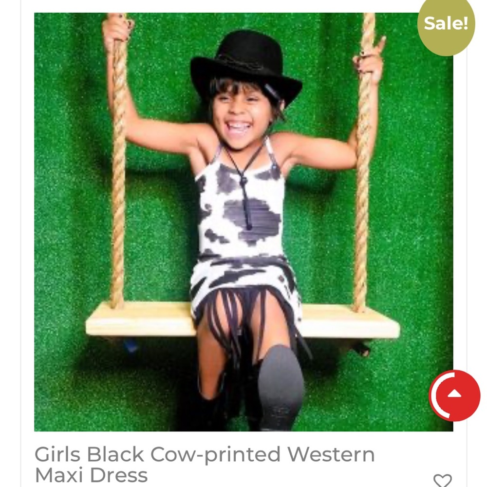 Girls, black cow printed spaghetti dress